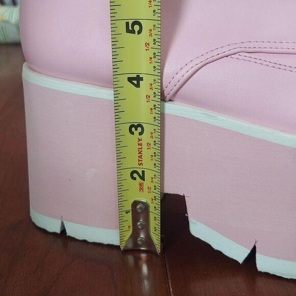 Demonia Ashes-57 Baby Pink Platform Vegan Leather Boots Sz 9 - Picture 15 of 15